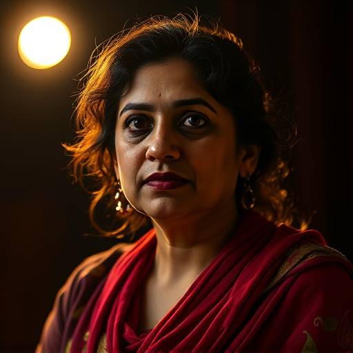 Portret van theatermaker en docent Aisha Khan.